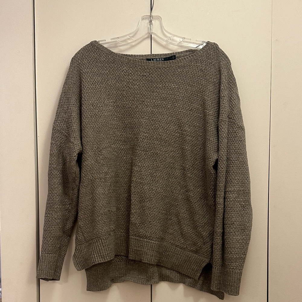 100% cotton Lauren by Ralph Lauren Gray Knit Sweater